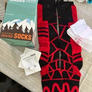 Electric Heated Socks - Red and Black